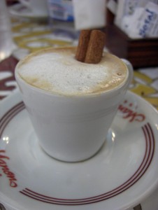 Lovely coffee with cinnamon stick at Manon